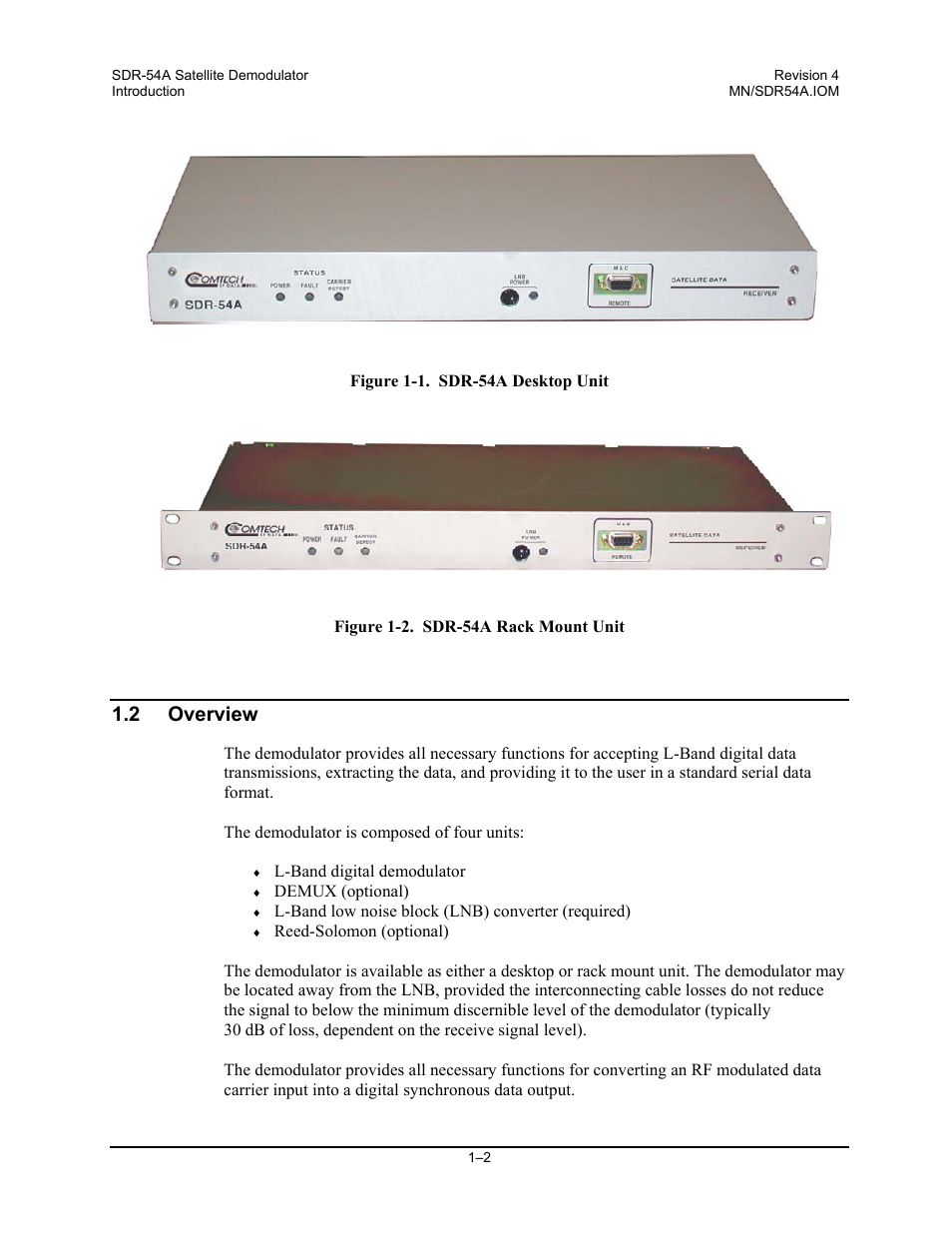 Overview, 2 overview | Comtech EF Data SDR-54A User Manual | Page 16 / 96