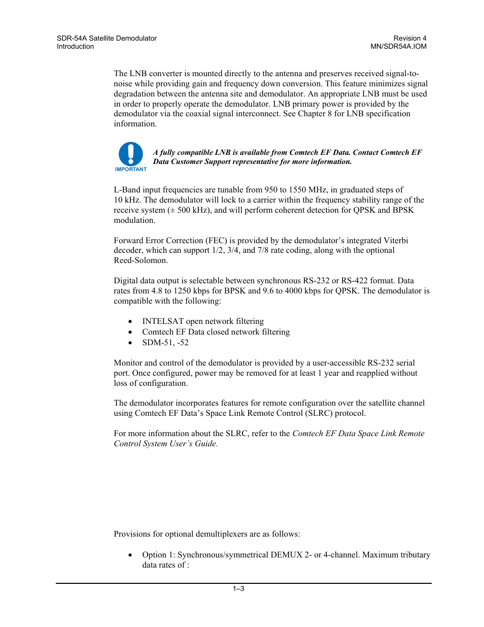 Comtech EF Data SDR-54A User Manual | Page 17 / 96