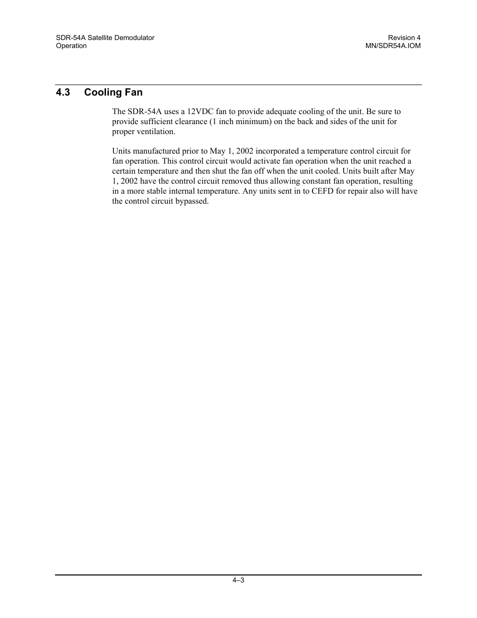Cooling fan, 3 cooling fan | Comtech EF Data SDR-54A User Manual | Page 33 / 96