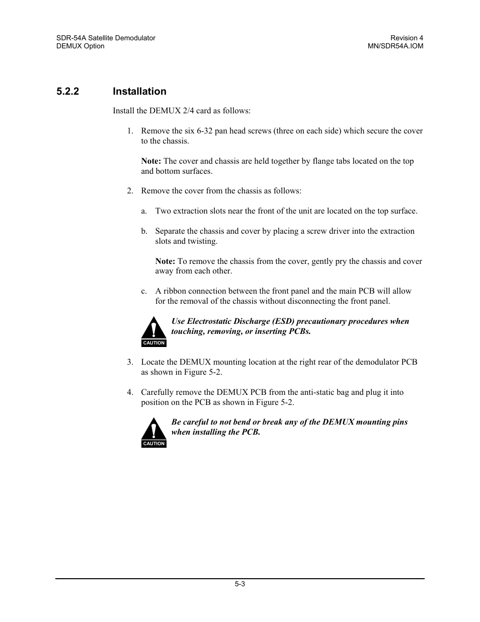 Installation, 2 installation | Comtech EF Data SDR-54A User Manual | Page 37 / 96