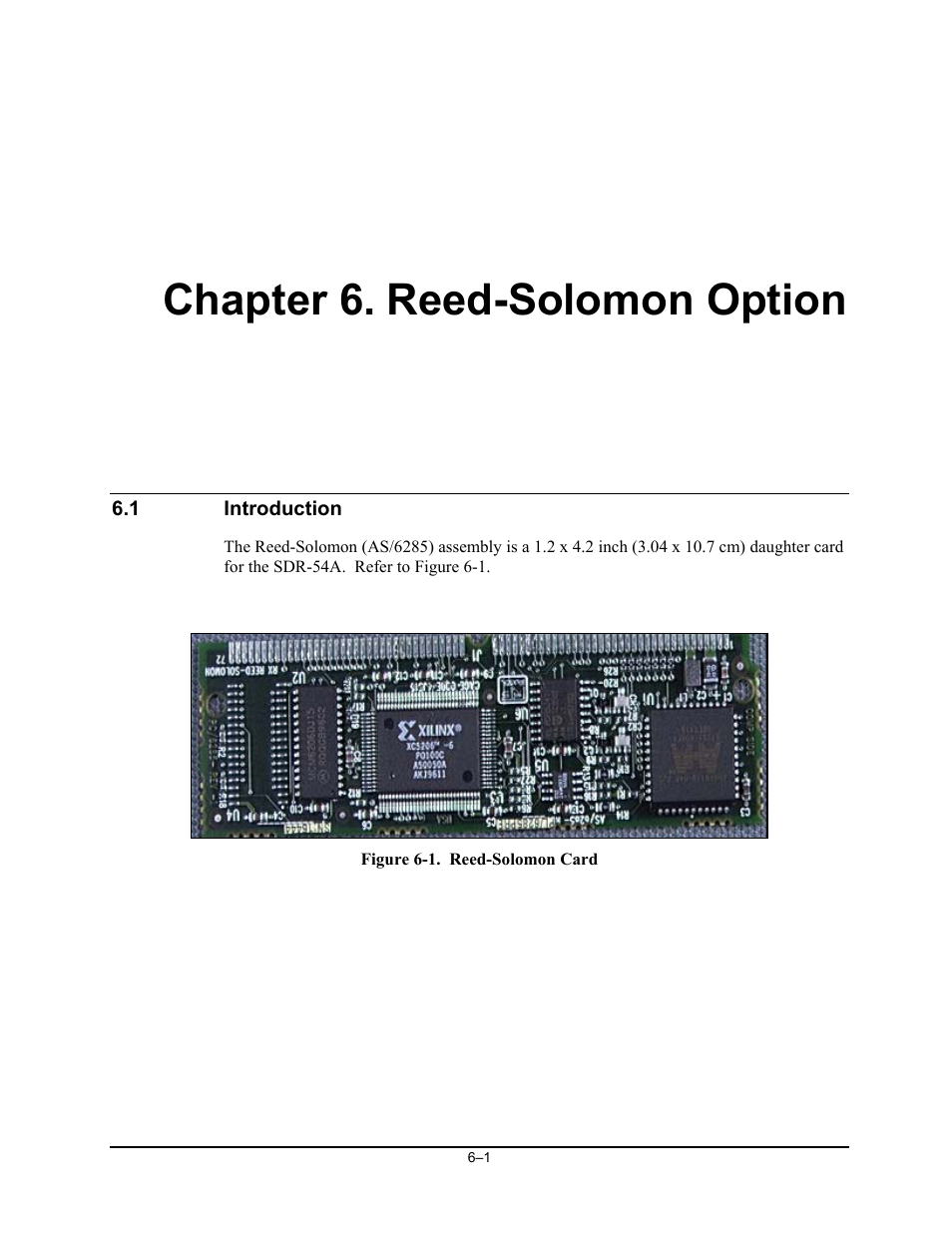 Reed-solomon option, Introduction, Chapter 6. reed-solomon option | Comtech EF Data SDR-54A User Manual | Page 47 / 96