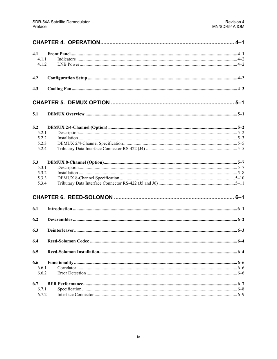 Comtech EF Data SDR-54A User Manual | Page 6 / 96