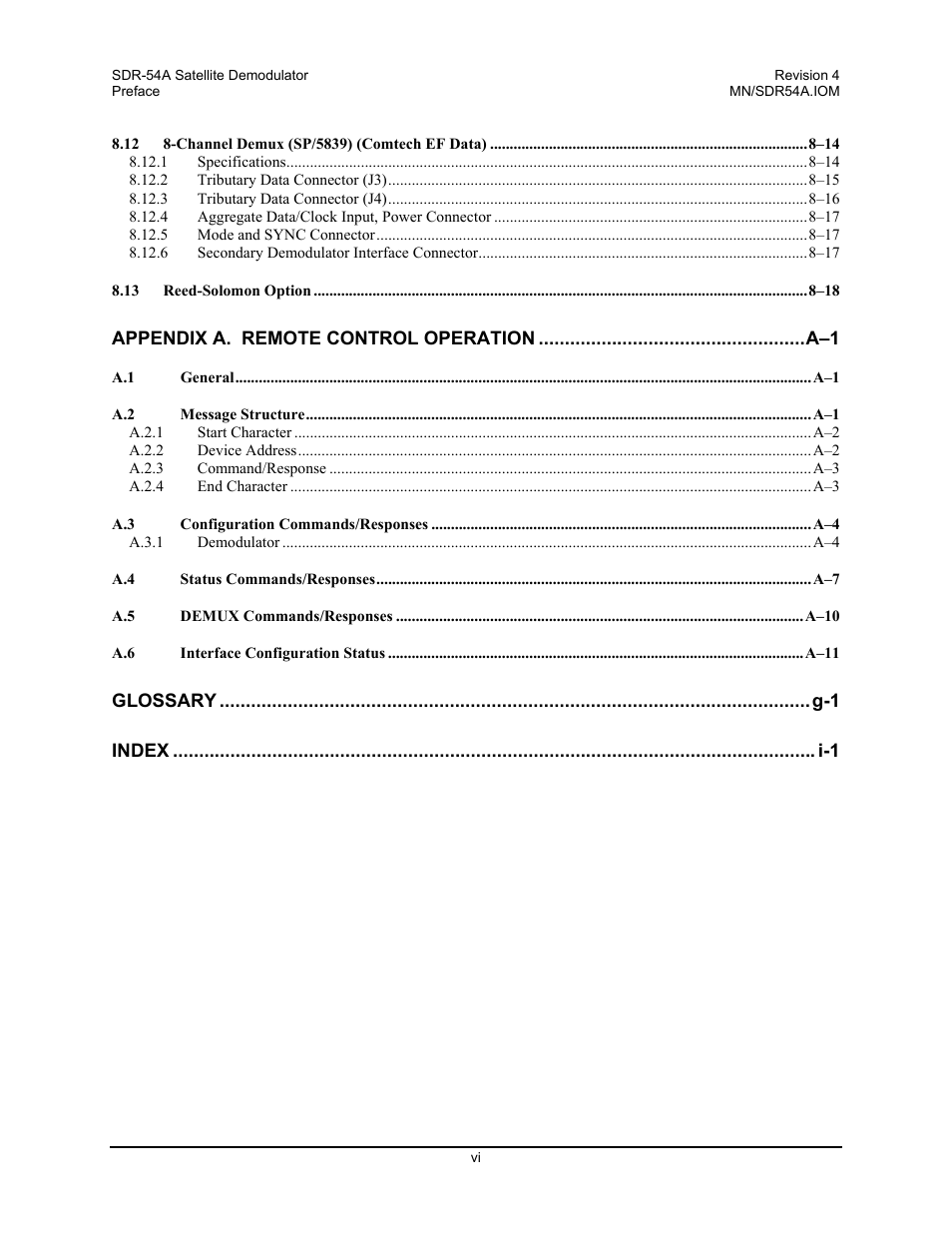 Comtech EF Data SDR-54A User Manual | Page 8 / 96