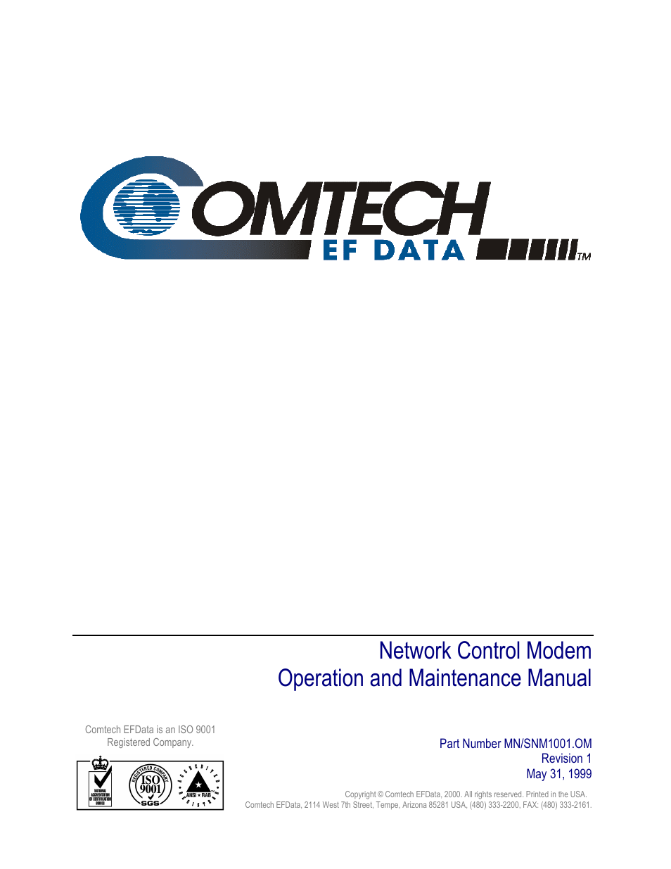 Snm-1001 | Comtech EF Data SNM-1001 User Manual | Page 2 / 103