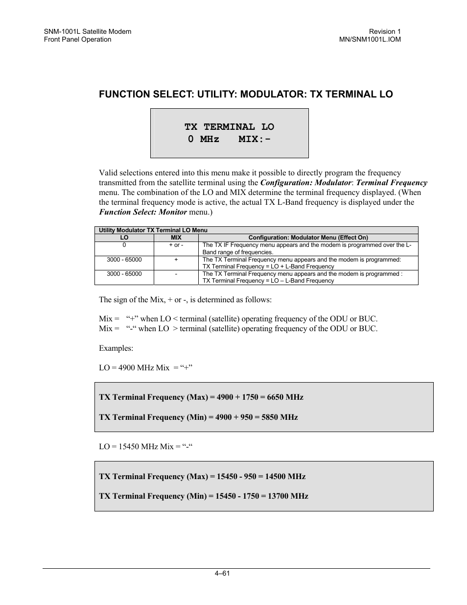 Tx terminal lo 0 mhz mix | Comtech EF Data SNM-1001L User Manual | Page 125 / 344