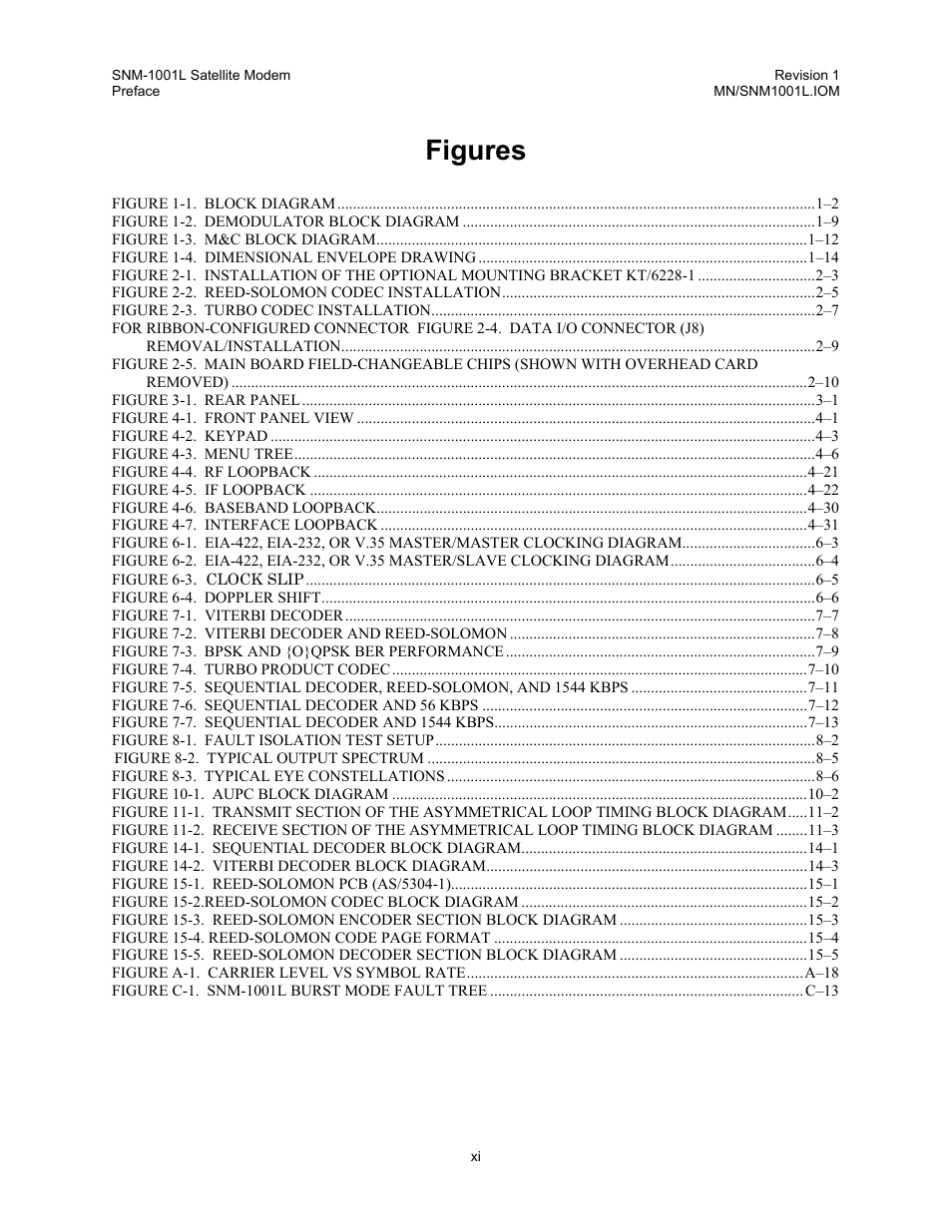 Figures | Comtech EF Data SNM-1001L User Manual | Page 16 / 344