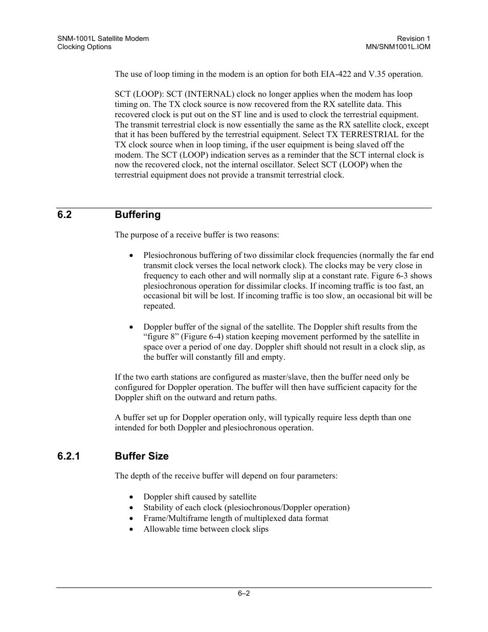 Buffering, Buffer size | Comtech EF Data SNM-1001L User Manual | Page 168 / 344