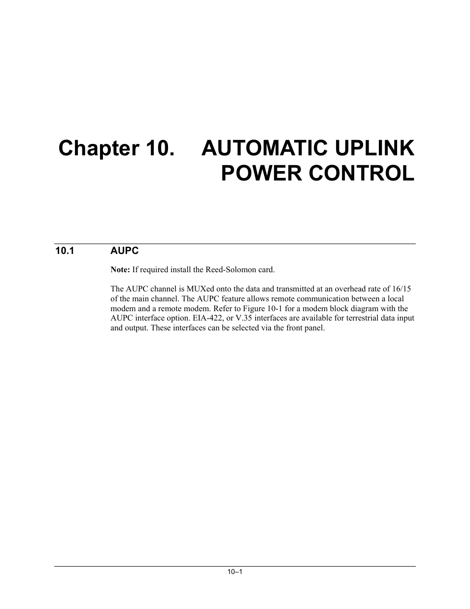 Chp_10 automatic uplink power control, Aupc, Chapter 10. automatic uplink power control | Comtech EF Data SNM-1001L User Manual | Page 205 / 344