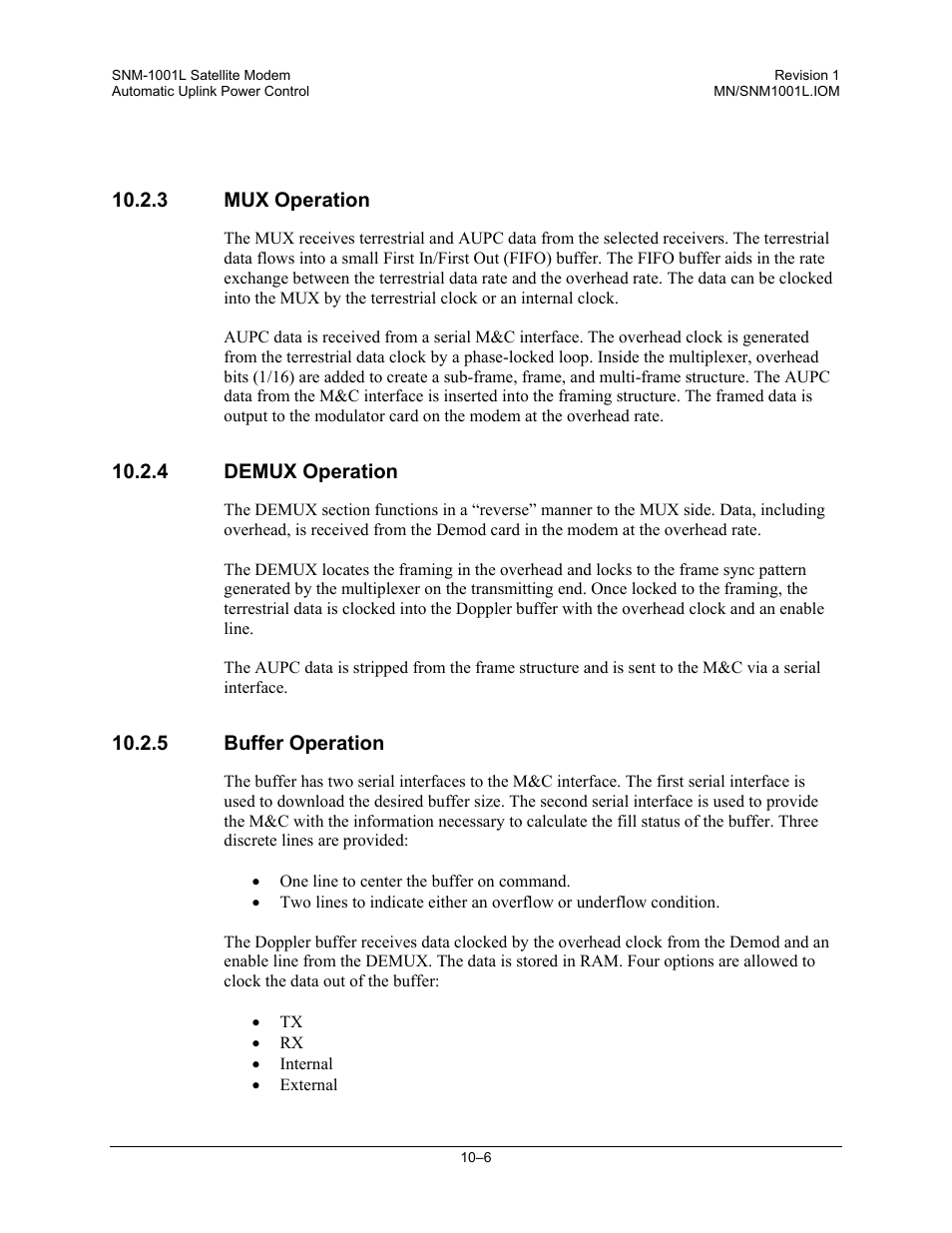 Mux operation, Demux operation, Buffer operation | Comtech EF Data SNM-1001L User Manual | Page 210 / 344