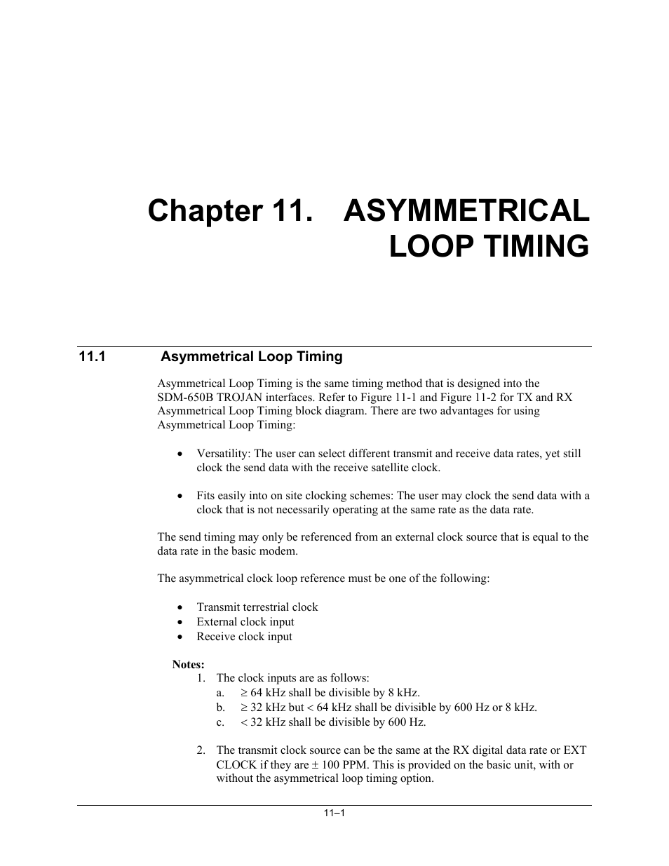 Chp_11 asymmetrical loop timing, Asymmetrical loop timing, Chapter 11. asymmetrical loop timing | Comtech EF Data SNM-1001L User Manual | Page 213 / 344