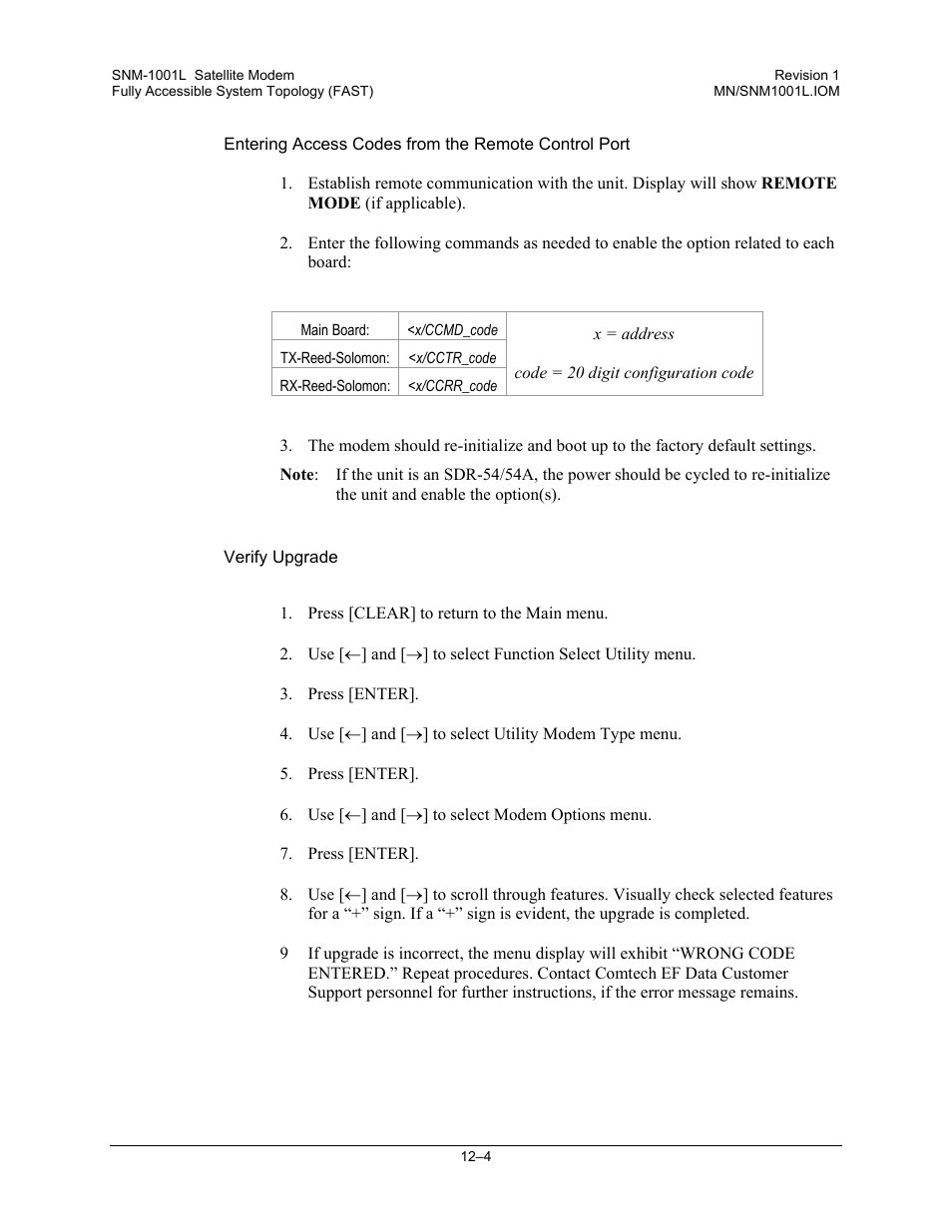 Verify upgrade | Comtech EF Data SNM-1001L User Manual | Page 220 / 344