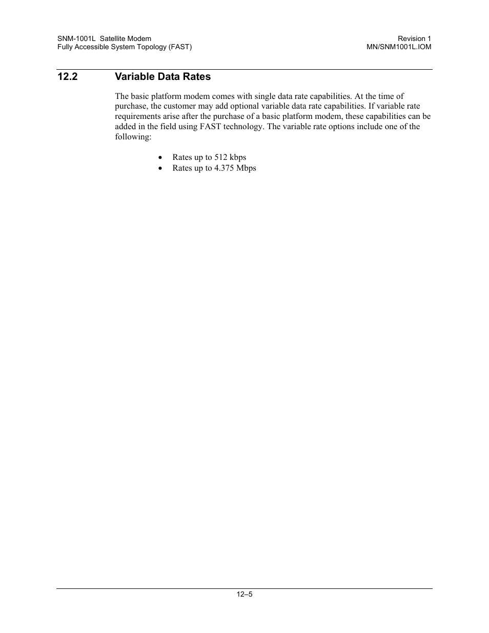 Variable data rates, 2 variable data rates | Comtech EF Data SNM-1001L User Manual | Page 221 / 344