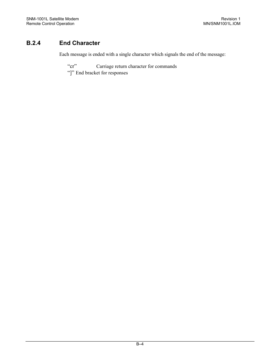 End character | Comtech EF Data SNM-1001L User Manual | Page 278 / 344