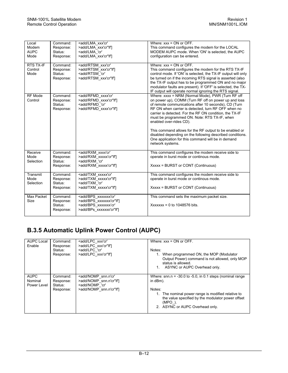 Automatic uplink power control (aupc), B.3.5 automatic uplink power control (aupc) | Comtech EF Data SNM-1001L User Manual | Page 286 / 344