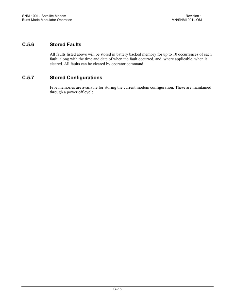 Stored faults, Stored configurations | Comtech EF Data SNM-1001L User Manual | Page 330 / 344