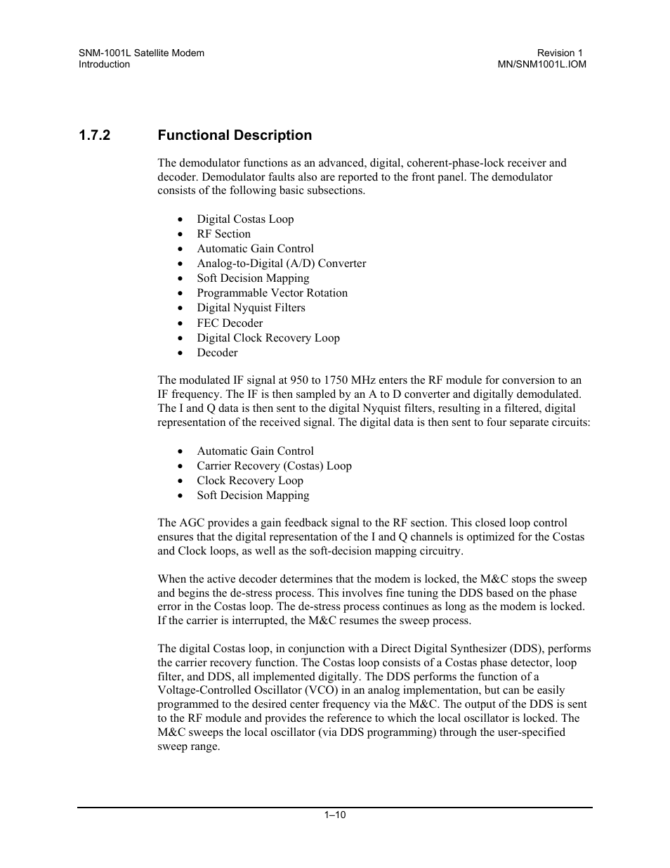 Functional description, 2 functional description | Comtech EF Data SNM-1001L User Manual | Page 34 / 344