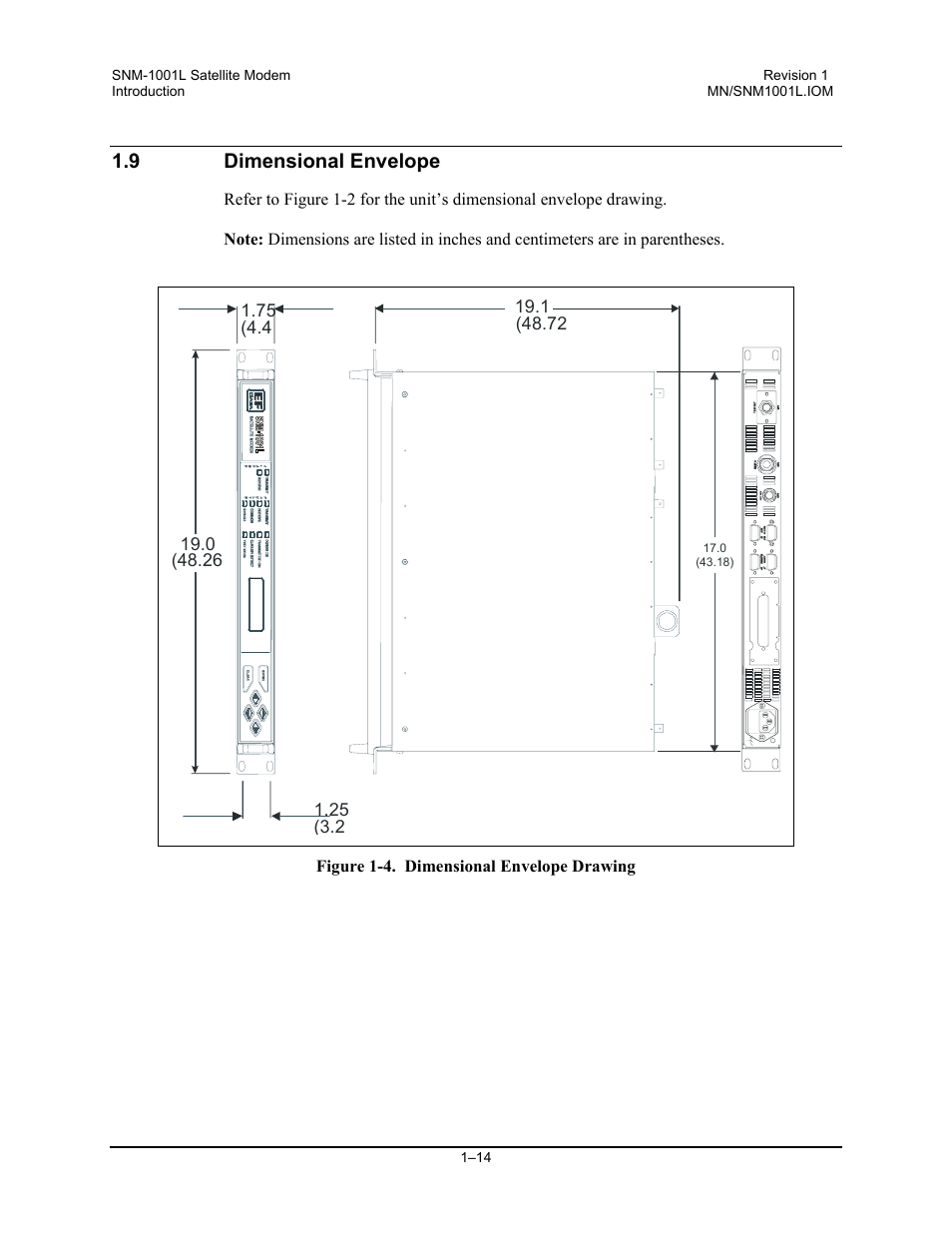 Dimensional envelope, 9 dimensional envelope | Comtech EF Data SNM-1001L User Manual | Page 38 / 344