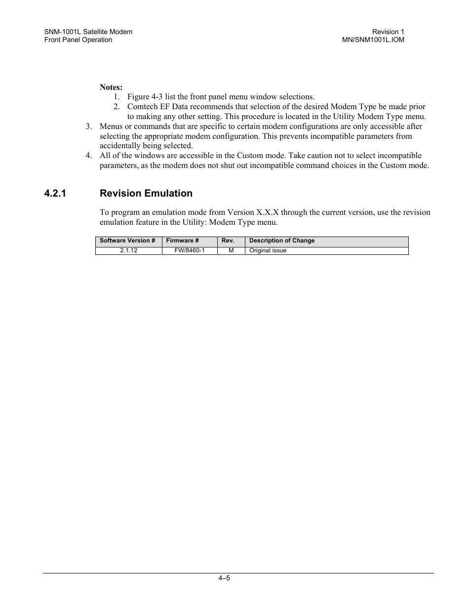 Revision emulation, 1 revision emulation | Comtech EF Data SNM-1001L User Manual | Page 69 / 344