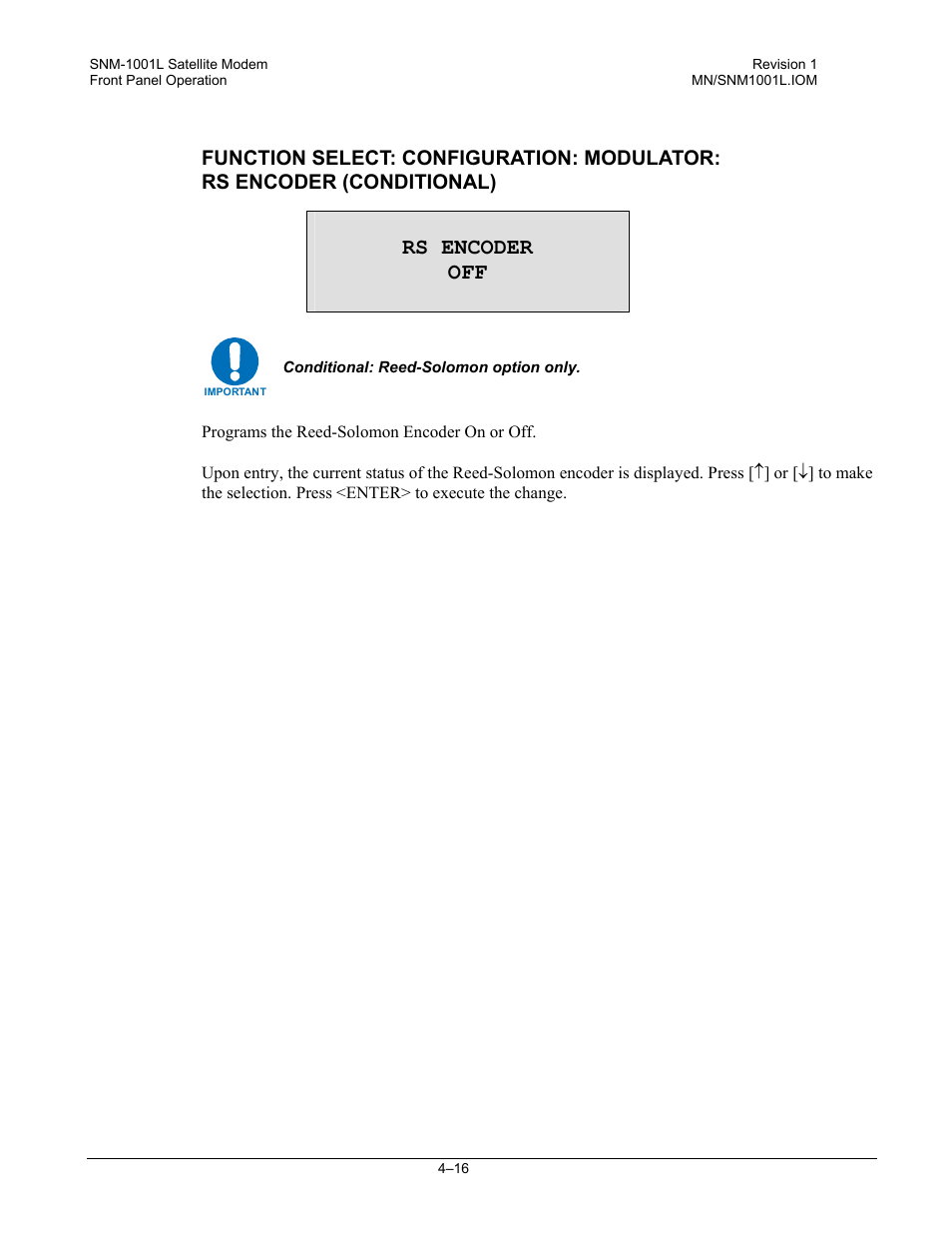 Rs encoder off | Comtech EF Data SNM-1001L User Manual | Page 80 / 344