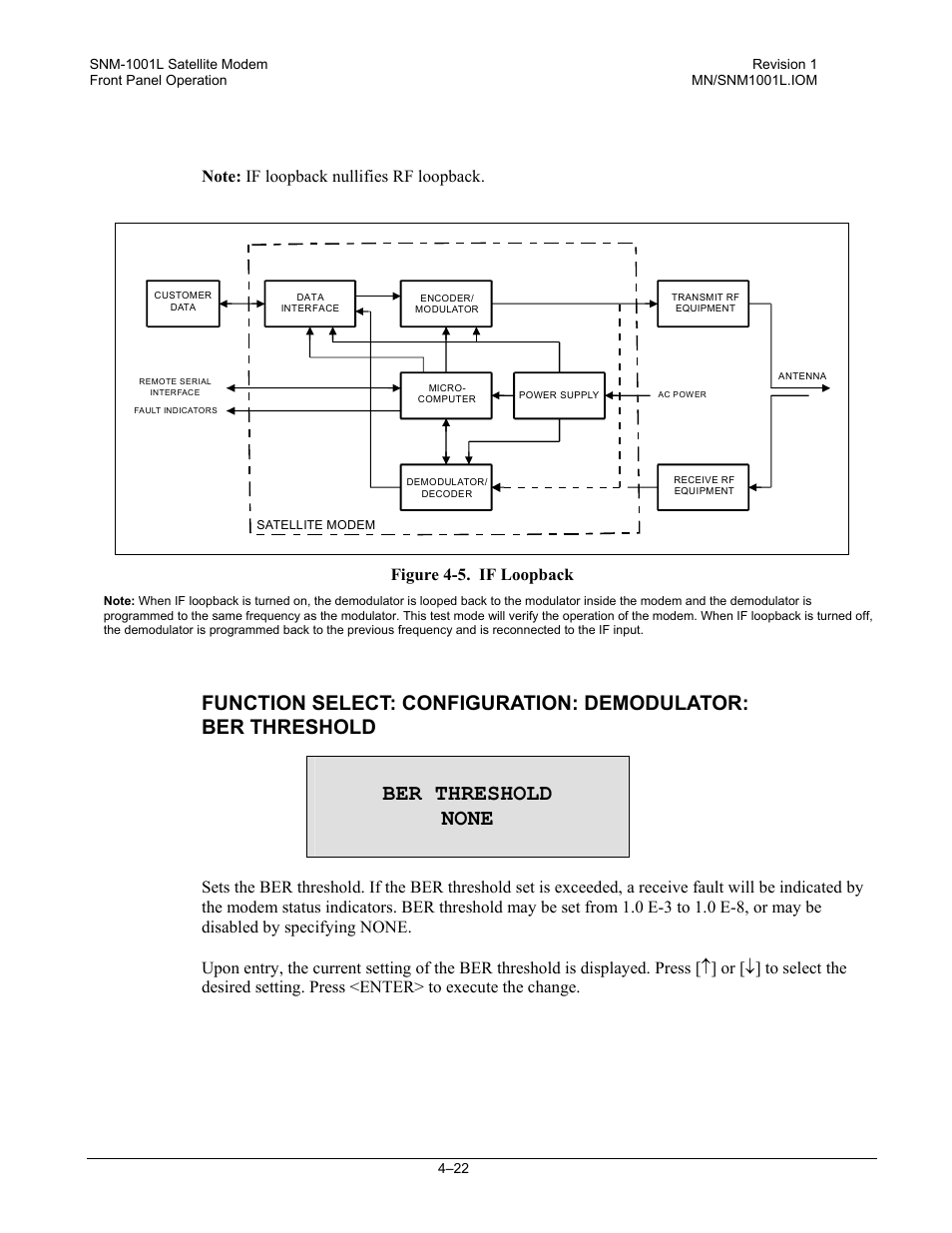 Ber threshold none, Figure 4-5. if loopback | Comtech EF Data SNM-1001L User Manual | Page 86 / 344