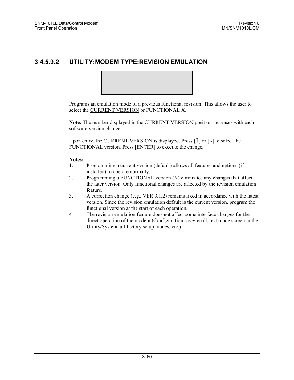 Utility:modem type:revision emulation | Comtech EF Data SNM-1010L User Manual | Page 108 / 266