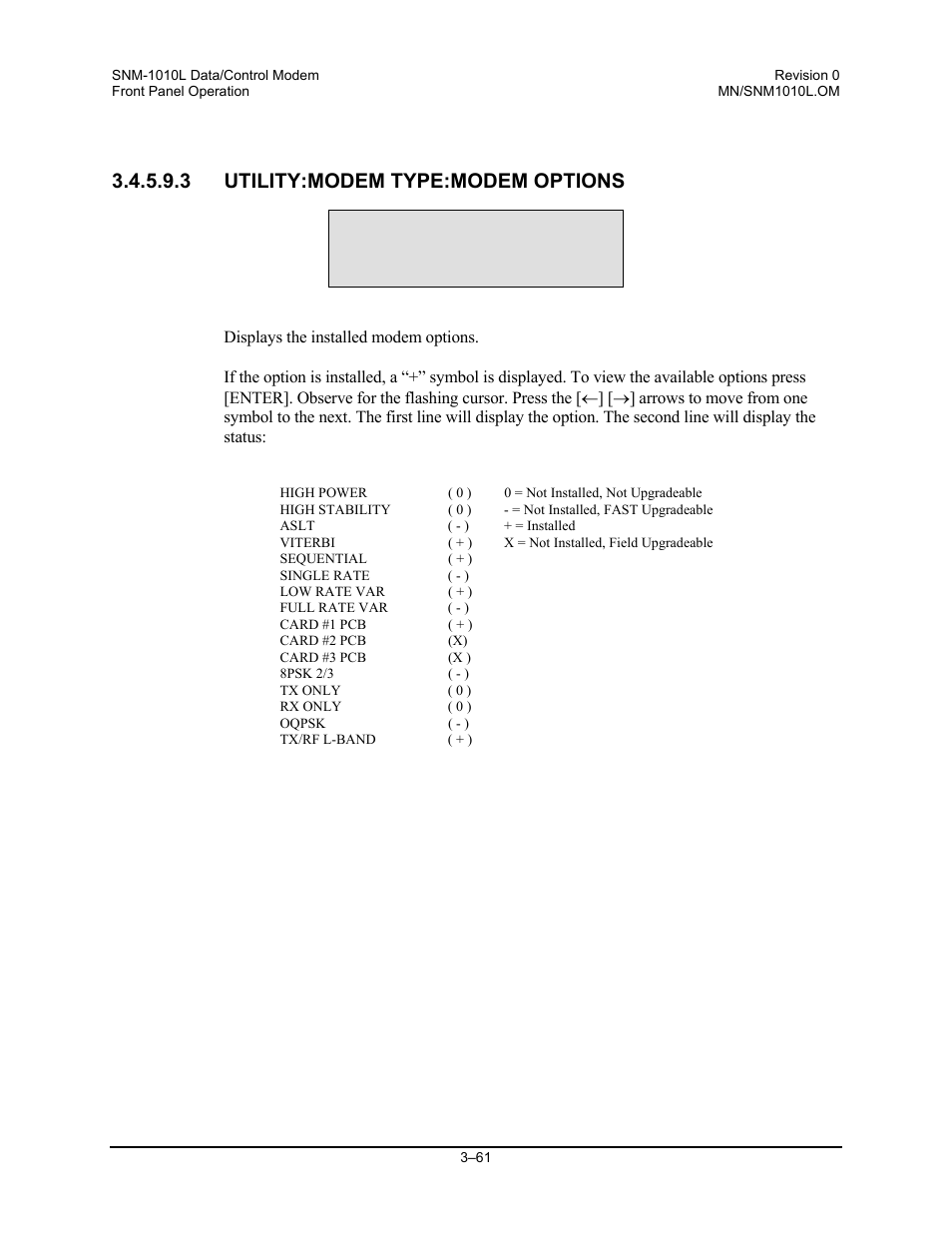 Utility:modem type:modem options, 3 utility:modem type:modem options | Comtech EF Data SNM-1010L User Manual | Page 109 / 266