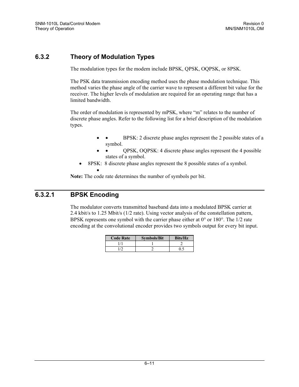 Theory of modulation types, Bpsk encoding, 2 theory of modulation types | 1 bpsk encoding | Comtech EF Data SNM-1010L User Manual | Page 173 / 266