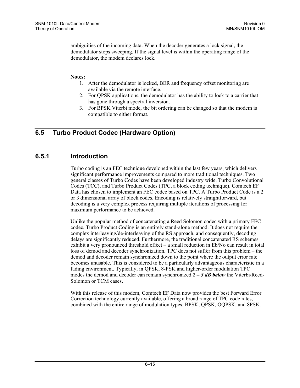 Turbo product codec (hardware option), Introduction | Comtech EF Data SNM-1010L User Manual | Page 177 / 266