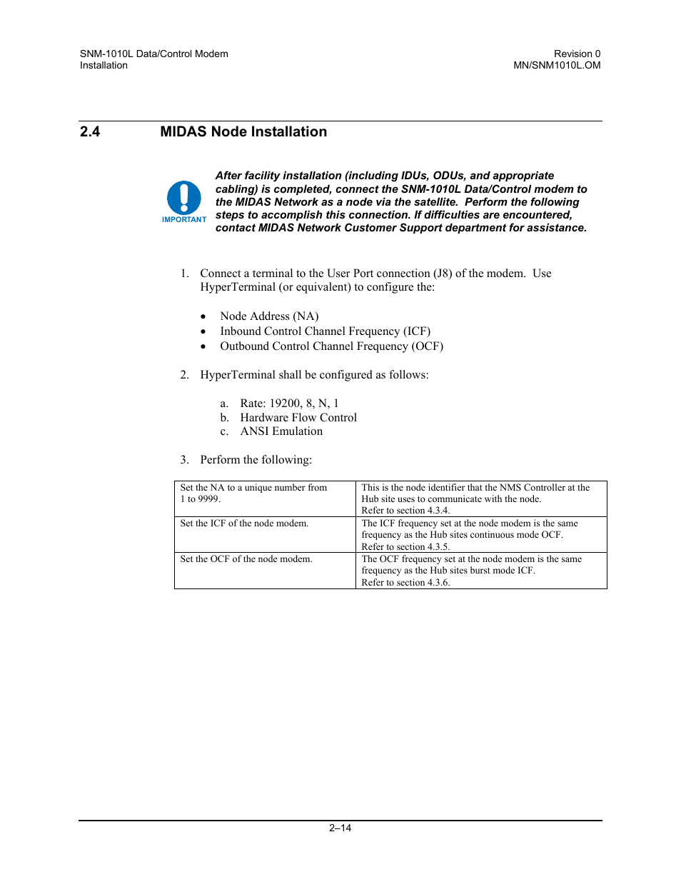 Midas node installation, 4 midas node installation | Comtech EF Data SNM-1010L User Manual | Page 48 / 266