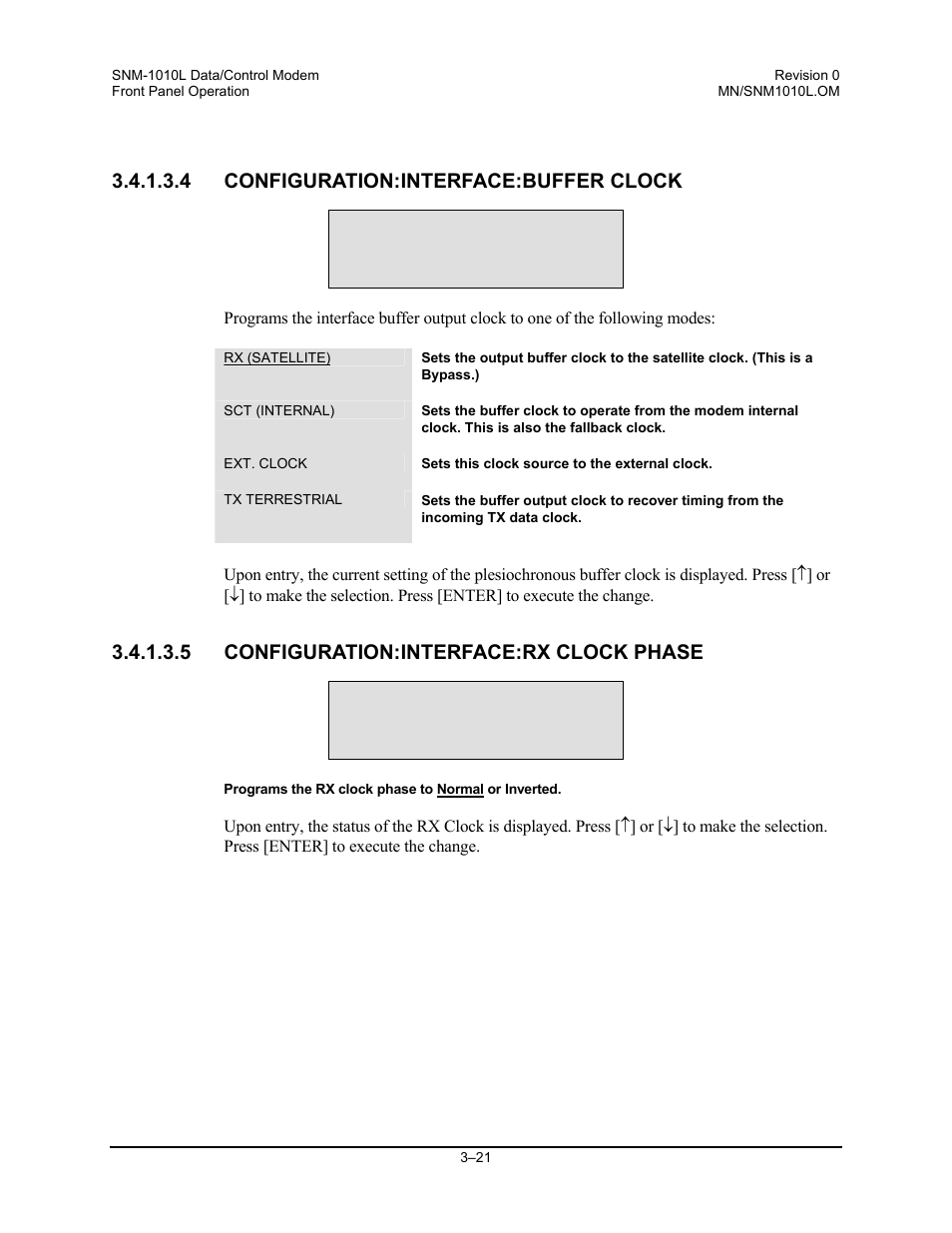 Configuration:interface:buffer clock, Configuration:interface:rx clock phase, 4 configuration:interface:buffer clock | 5 configuration:interface:rx clock phase | Comtech EF Data SNM-1010L User Manual | Page 69 / 266