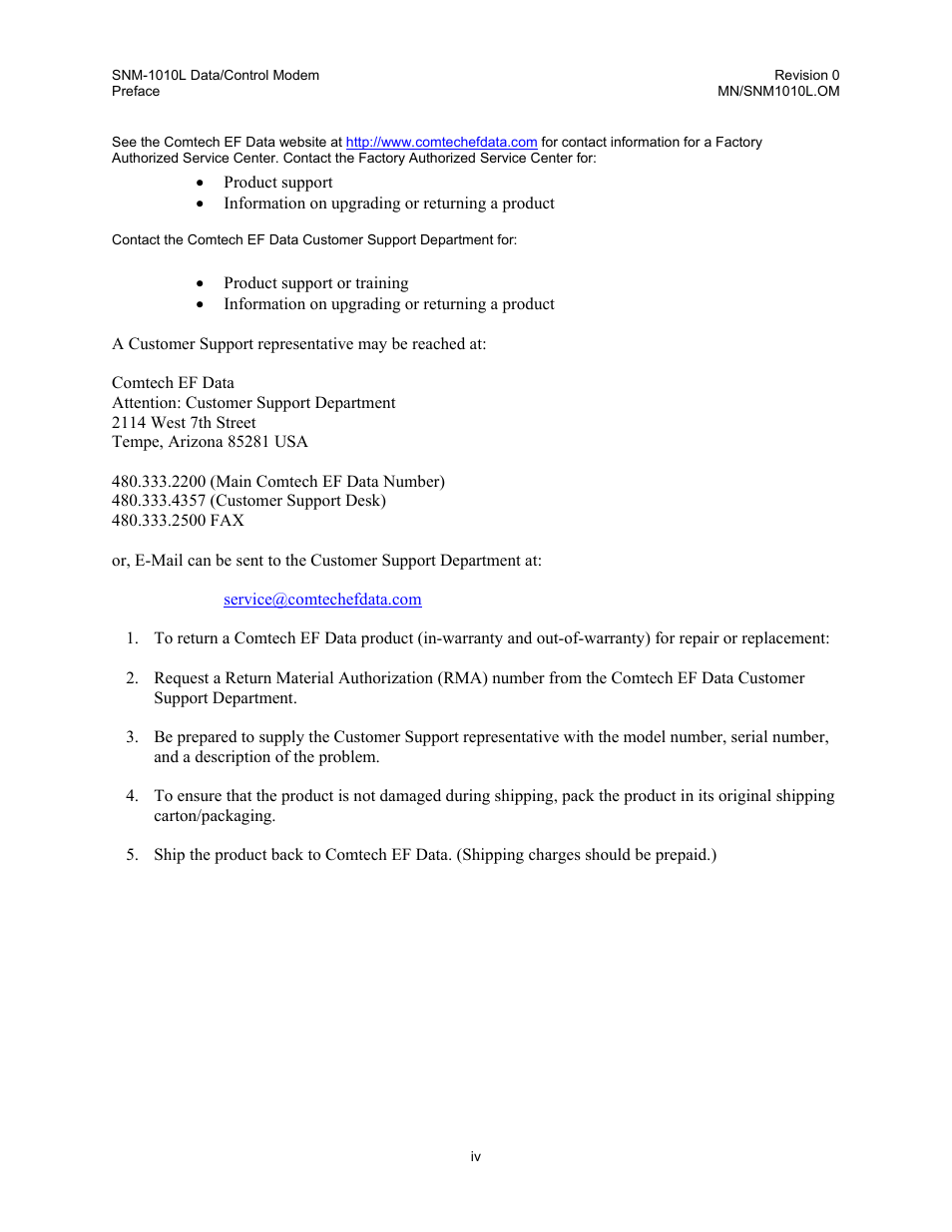 Comtech EF Data SNM-1010L User Manual | Page 8 / 266