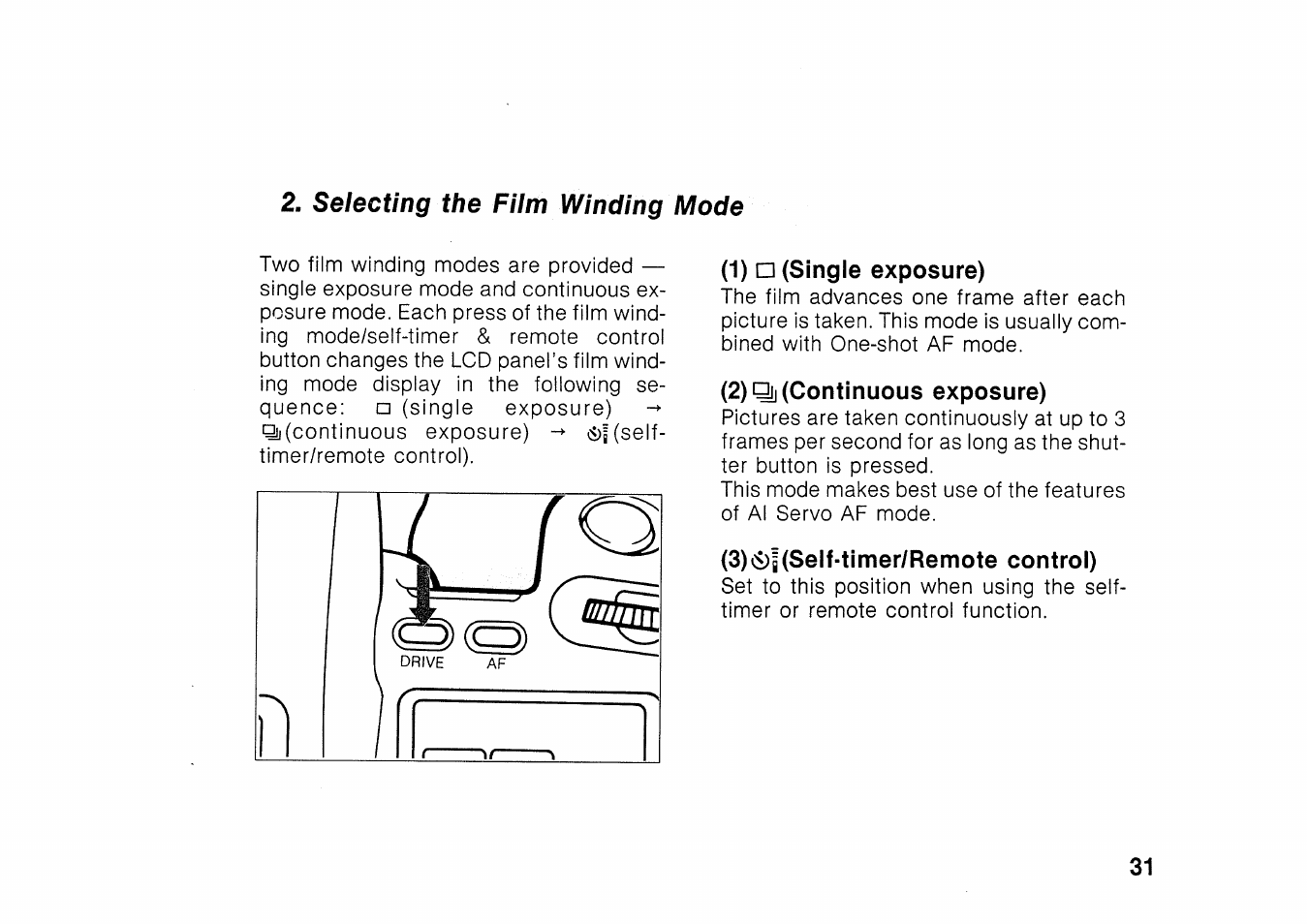 Rewinding film in mid-roll | Canon EOS 100 User Manual | Page 31 / 34