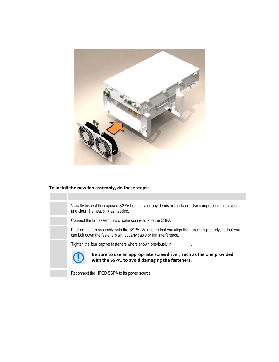 C.3.2 install the new fan assembly | Comtech EF Data HPOD User Manual | Page 147 / 150