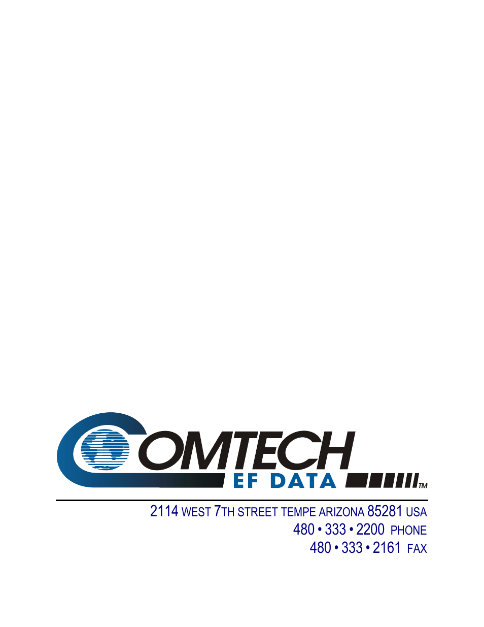 Back cover | Comtech EF Data HPOD User Manual | Page 150 / 150