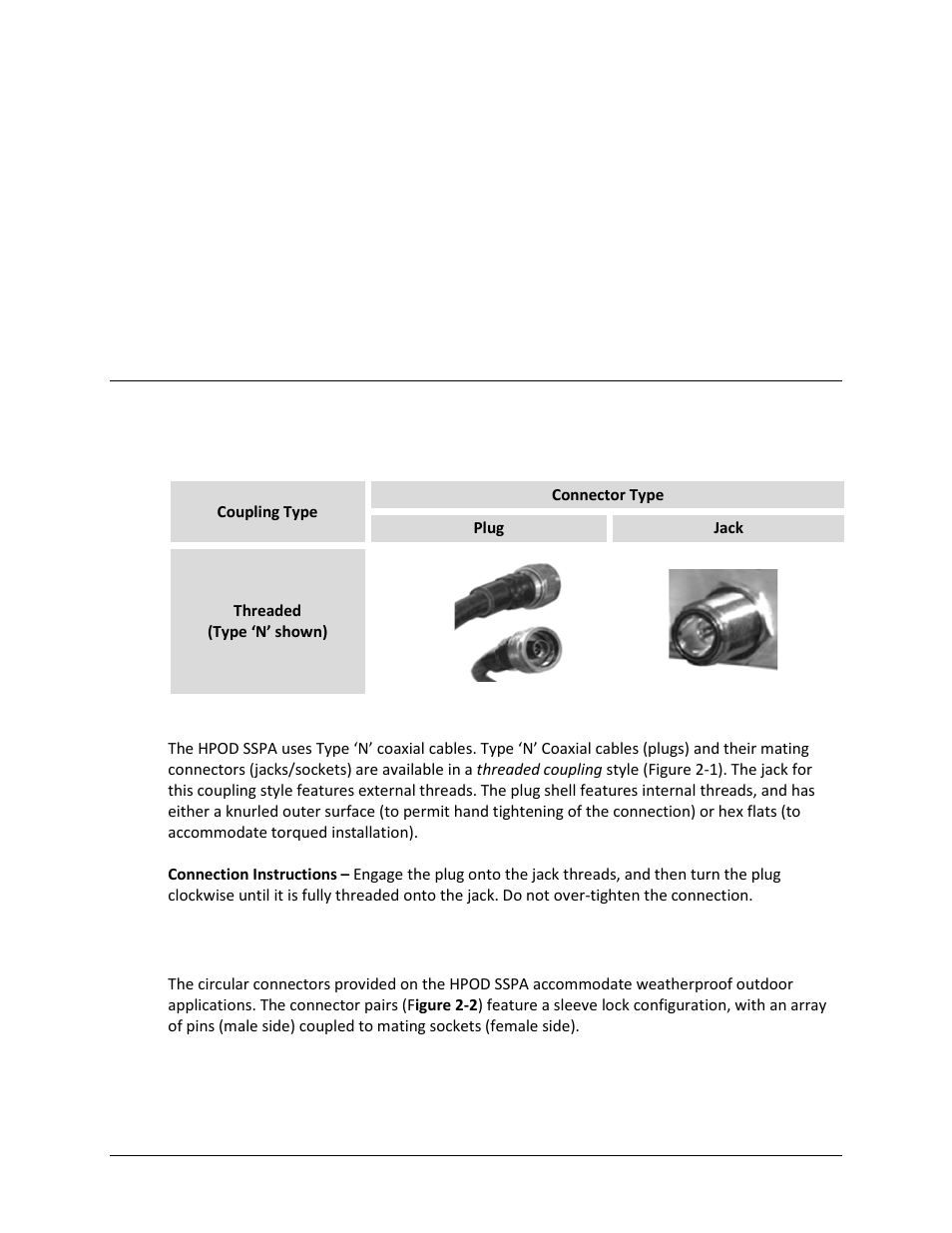 Chapter 2. external connectors and pinouts, 1 cabling connection types, 1 coaxial cable connections | 2 circular cable connections, Chapter 2. external connectors, Pinouts | Comtech EF Data HPOD User Manual | Page 27 / 150