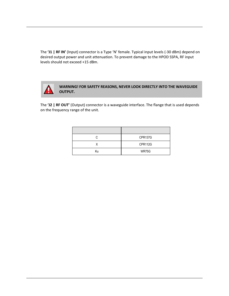 3 rf signal interface connector group, 1 ‘j1 | rf in’ connector, 2 ‘j2 | rf out’ connector | Comtech EF Data HPOD User Manual | Page 30 / 150