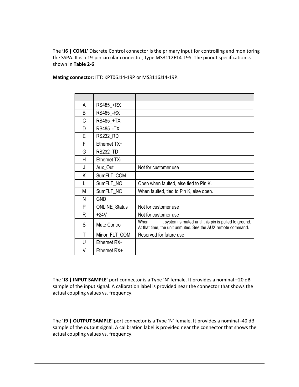 2 ‘j6 | com1’ connector, 3 ‘j8 | input sample’ connector, 4 ‘j9 | output sample’ connector | Comtech EF Data HPOD User Manual | Page 34 / 150
