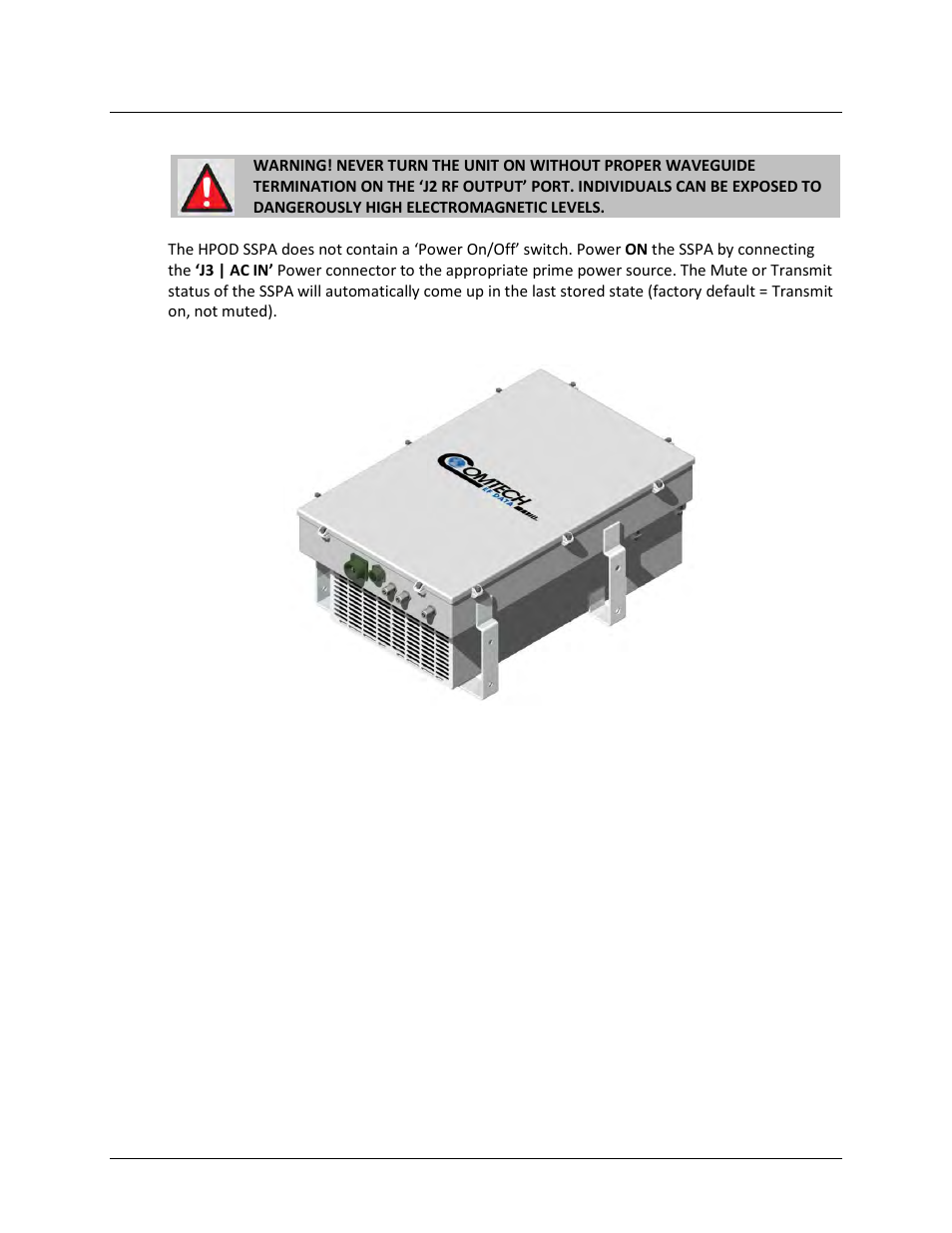 6 energize the hpod sspa | Comtech EF Data HPOD User Manual | Page 35 / 150