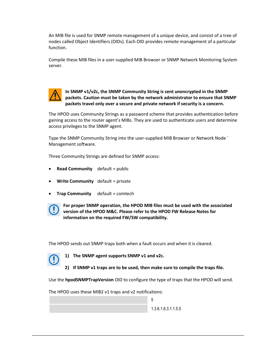 2 snmp community strings, 3 snmp traps | Comtech EF Data HPOD User Manual | Page 51 / 150