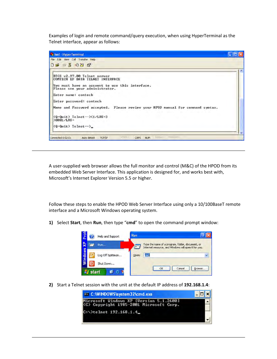 5 hpod web server (http) interface, 1 enable the web server interface | Comtech EF Data HPOD User Manual | Page 54 / 150