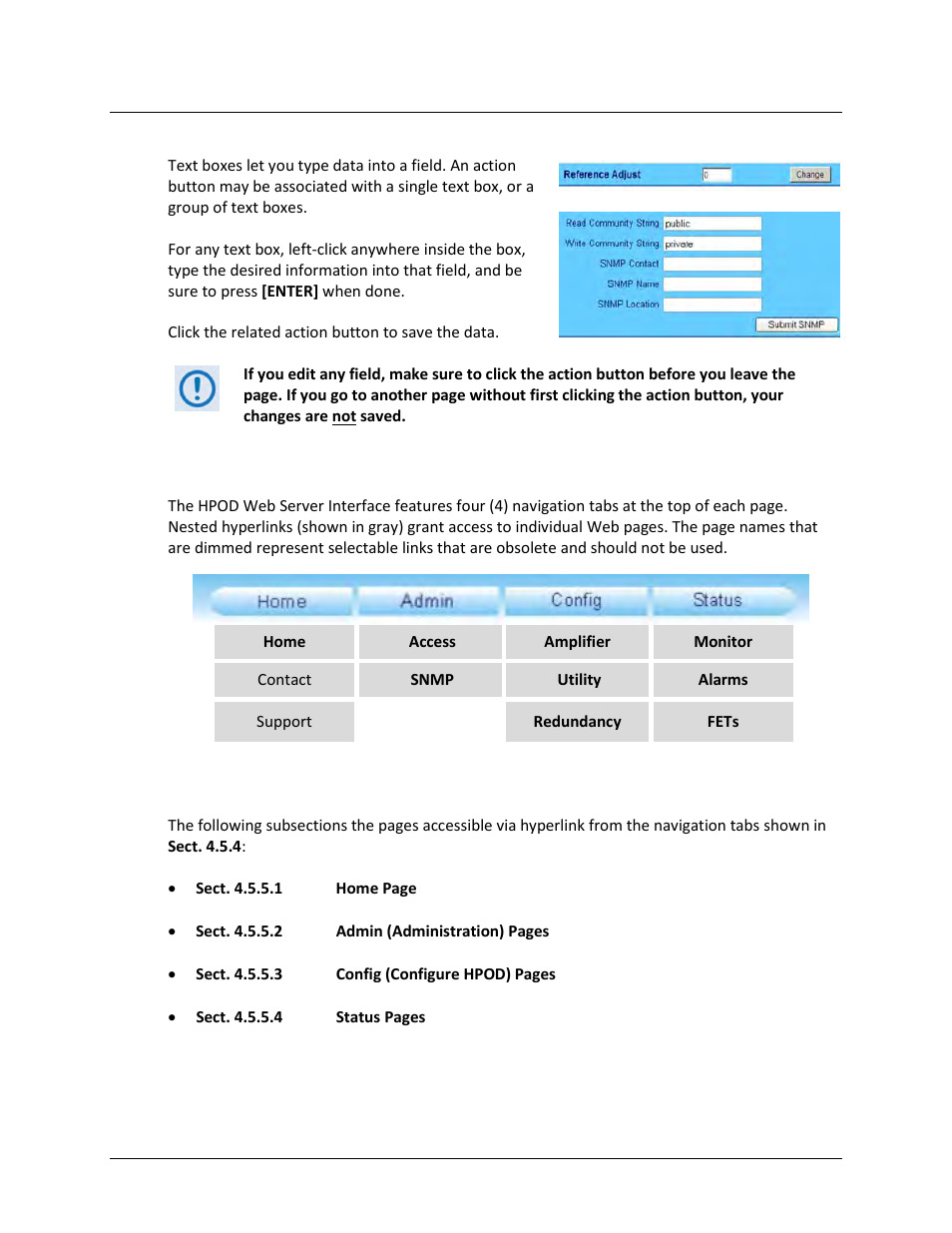 5 text or data entry, 4 web server interface – menu tree | Comtech EF Data HPOD User Manual | Page 58 / 150