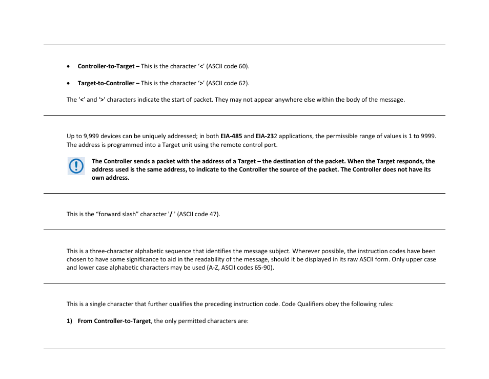 1 start of packet, 2 target address, 3 address delimiter | 4 instruction code, 5 instruction code qualifier | Comtech EF Data HPOD User Manual | Page 76 / 150