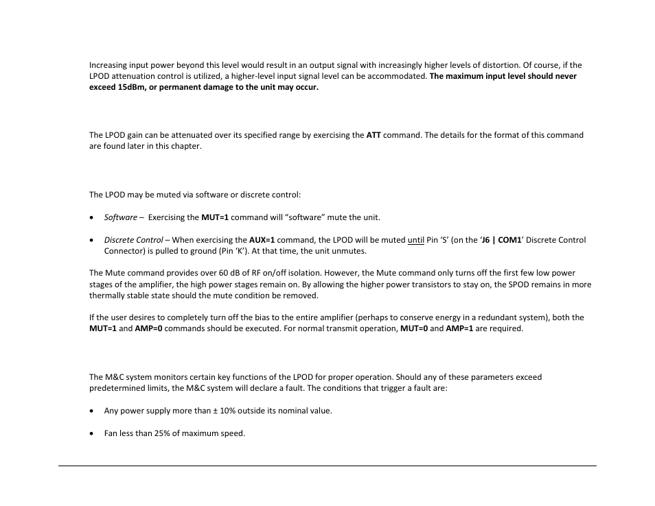 2 attenuator control, 3 mute control, 4 faults | Comtech EF Data LPOD User Manual | Page 102 / 218