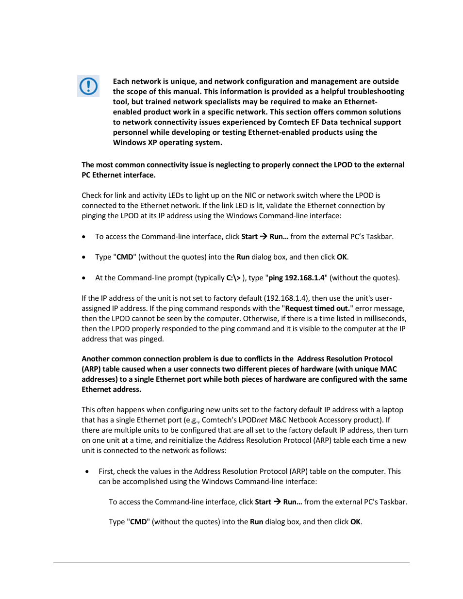 A.3.3 troubleshooting connectivity issues | Comtech EF Data LPOD User Manual | Page 142 / 218