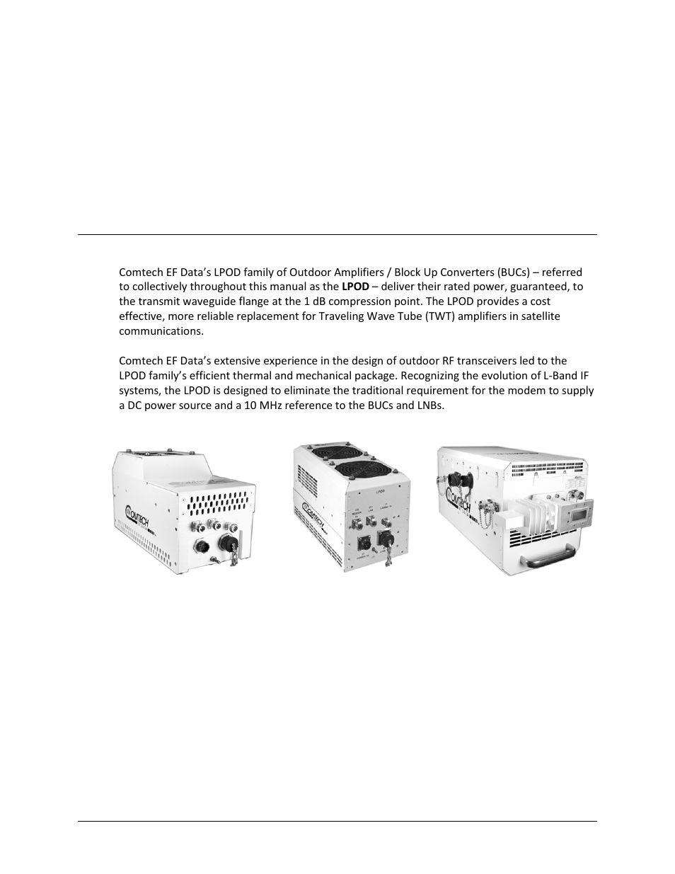 Chapter 1. introduction, 1 overview | Comtech EF Data LPOD User Manual | Page 19 / 218