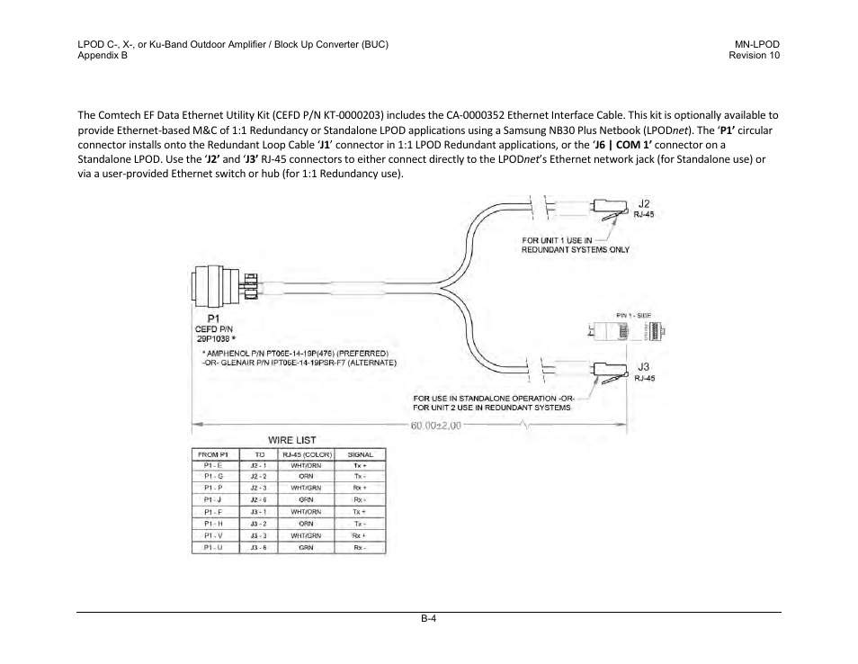 B.2.2 ethernet interface cable | Comtech EF Data LPOD User Manual | Page 196 / 218