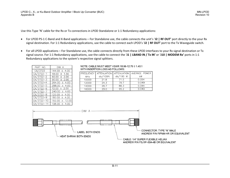 B.3.1 rf cable (type ‘n’) | Comtech EF Data LPOD User Manual | Page 203 / 218
