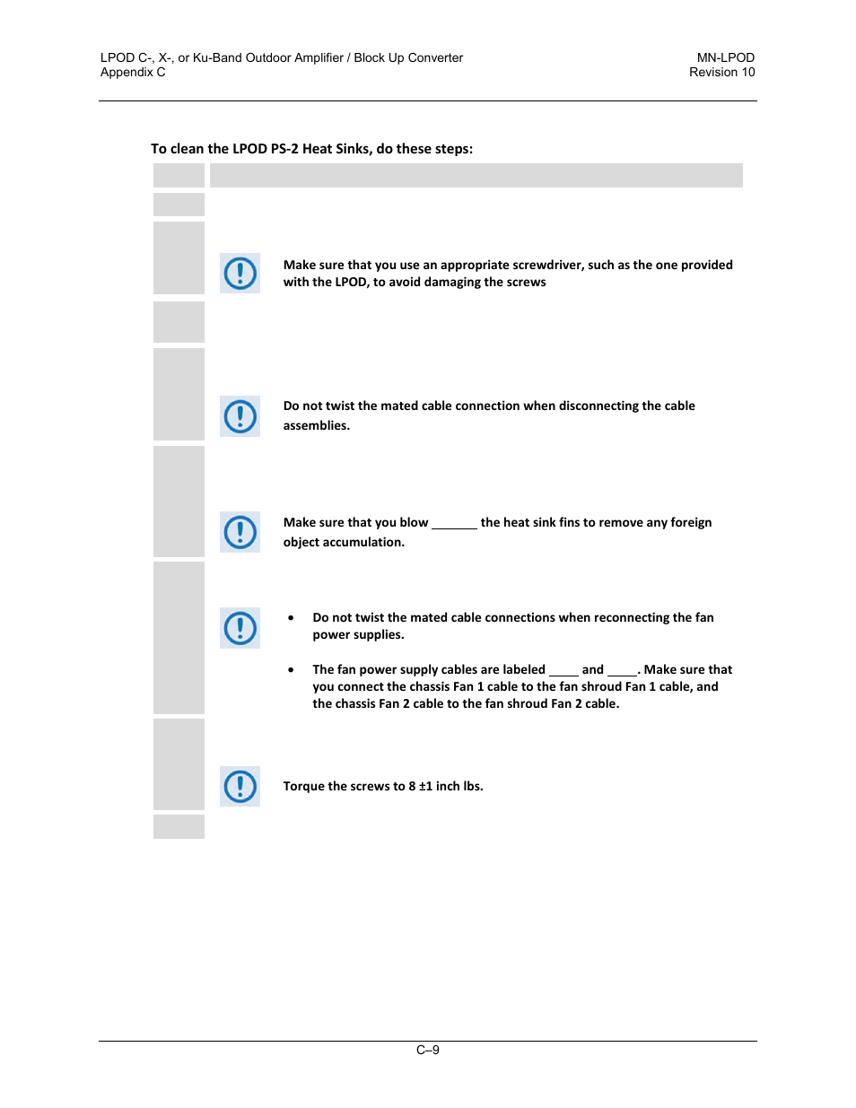 C.4 clean the lpod ps-2 heat sinks | Comtech EF Data LPOD User Manual | Page 213 / 218