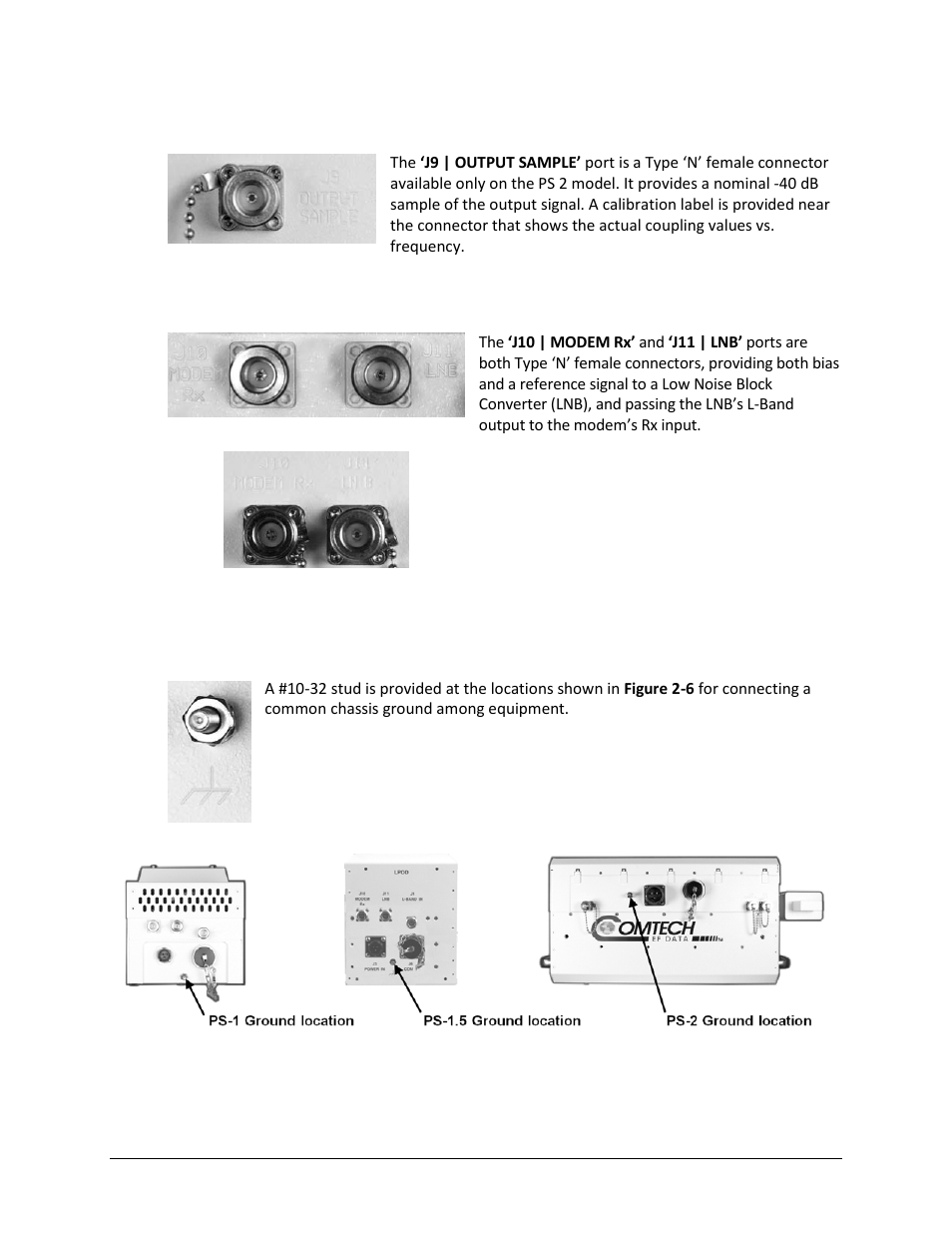 6 connector ‘j9 | output sample’ (ps 2 only), 8 ground connector | Comtech EF Data LPOD User Manual | Page 49 / 218