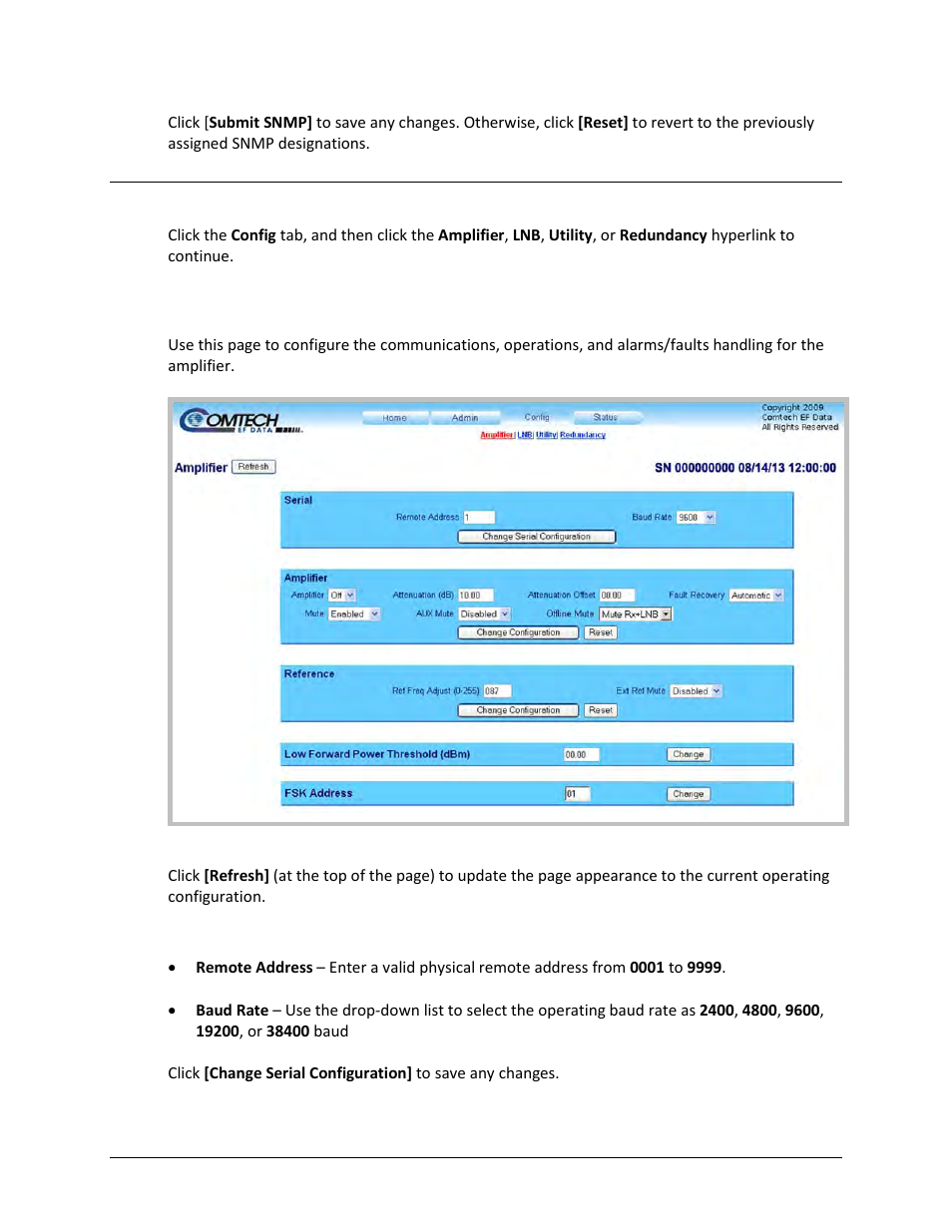 1 config | amplifier | Comtech EF Data LPOD User Manual | Page 82 / 218